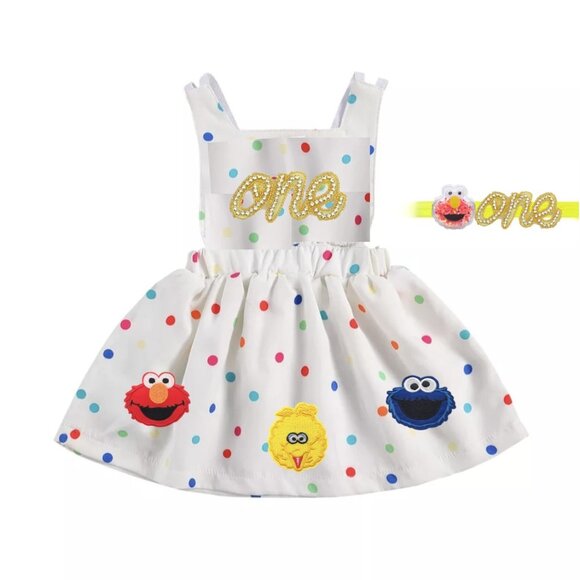 Elmo Dress Smash Cake First Birthday Cookie Monster Clothes Sesame Street Dress - Picture 1 of 6